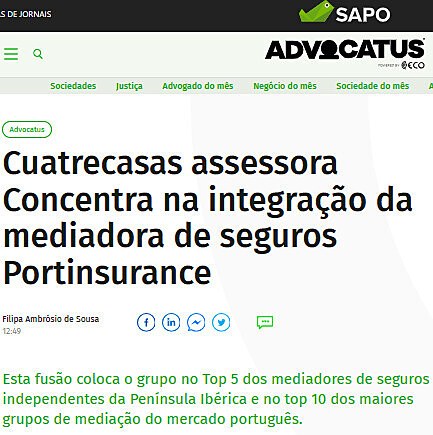 Cuatrecasas assessora Concentra na integrao da mediadora de seguros Portinsurance